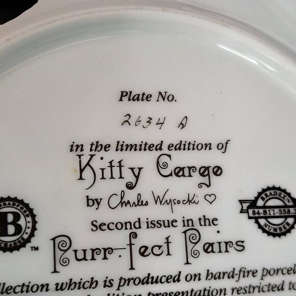 KITTY CARGO Plate Purr-fect Pairs Cats Kittens Charles Wysocki Bradford Exchange - Picture 4 of 6